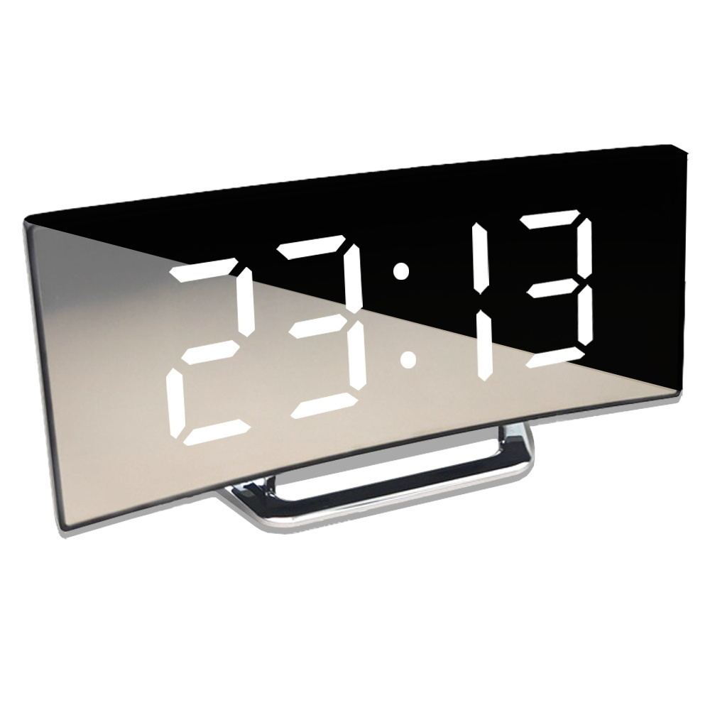 Настольные электронные часы DT-6507 / WHITE зеркальное табло, белые цифры  #1