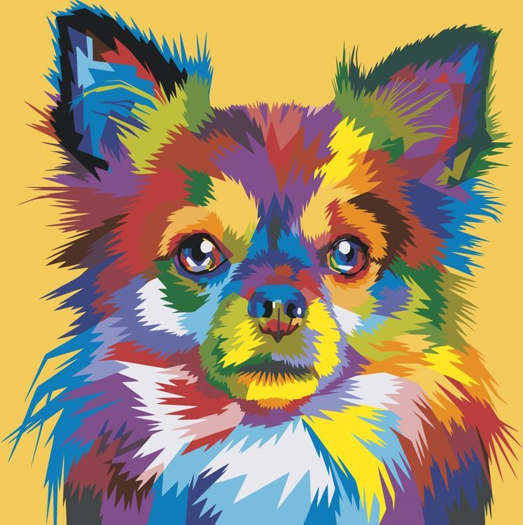 Картина по номерам на холсте с подрамником ЖпН Собаки: смешной чихуахуа, Раскраска, 40x40 см  #1