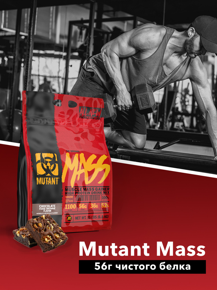 Гейнер для набора массы Mutant Mass 6800 гр Брауни с шоколадной помадкой  #1