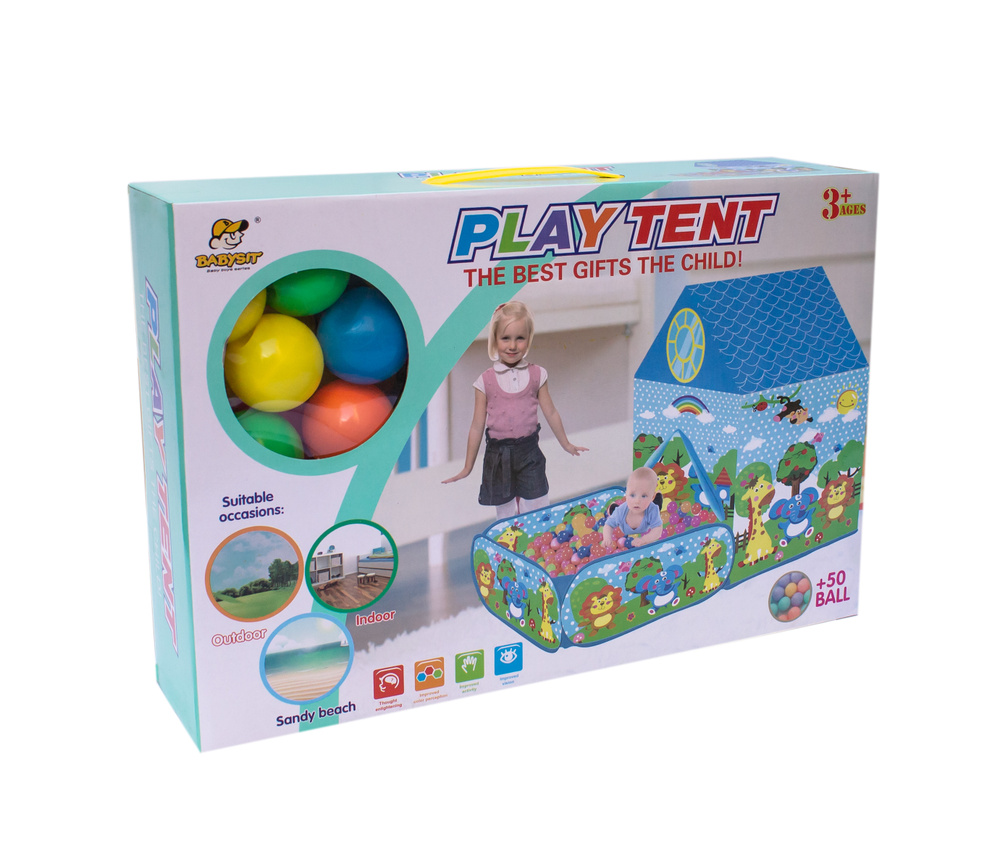 Палатка детская игровая, с оградкой для шариков+50 шариков Panawealth  #1