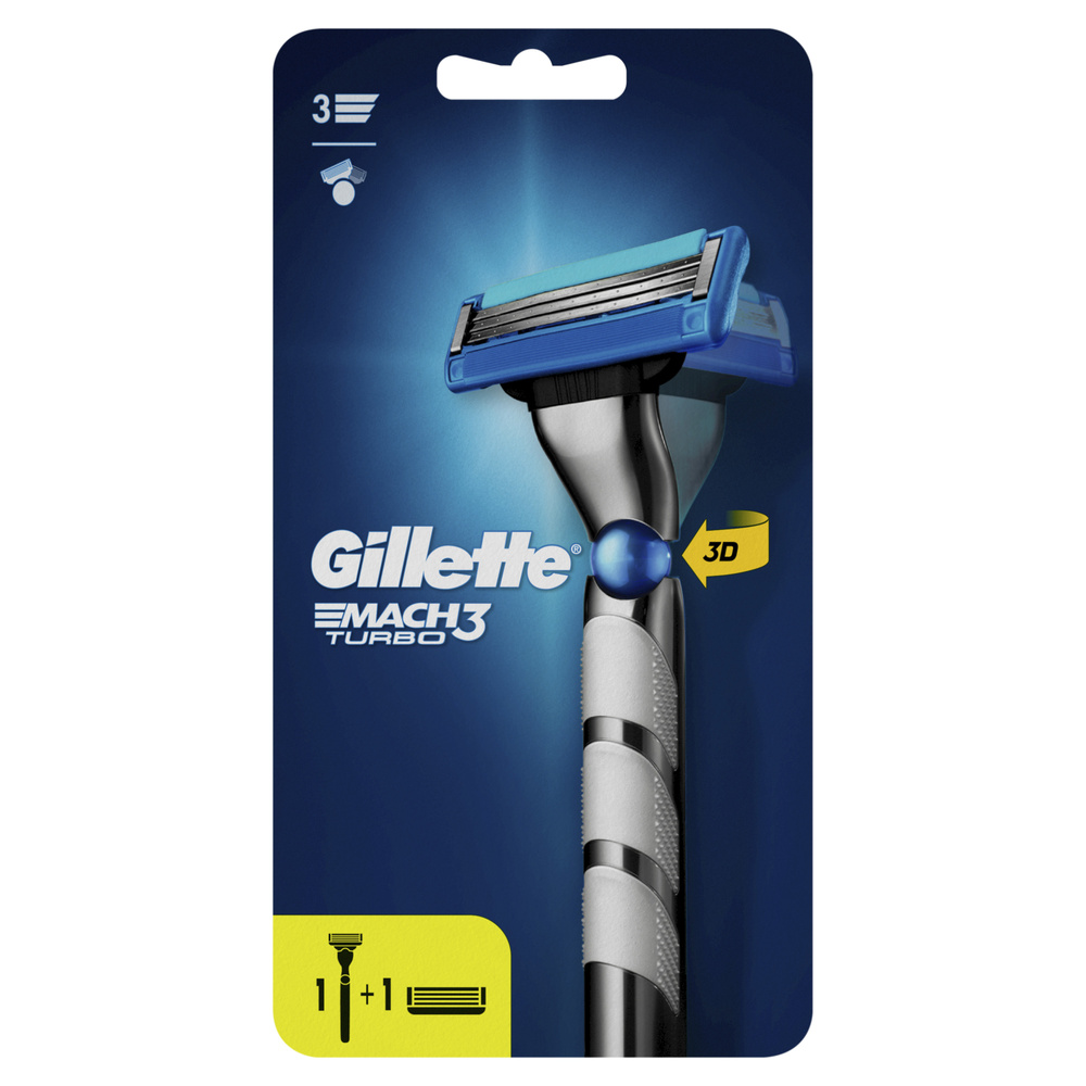 Gillette Mach3 Мужская бритва Turbo, 2 кассеты, с 3 лезвиями, для точного бритья  #1