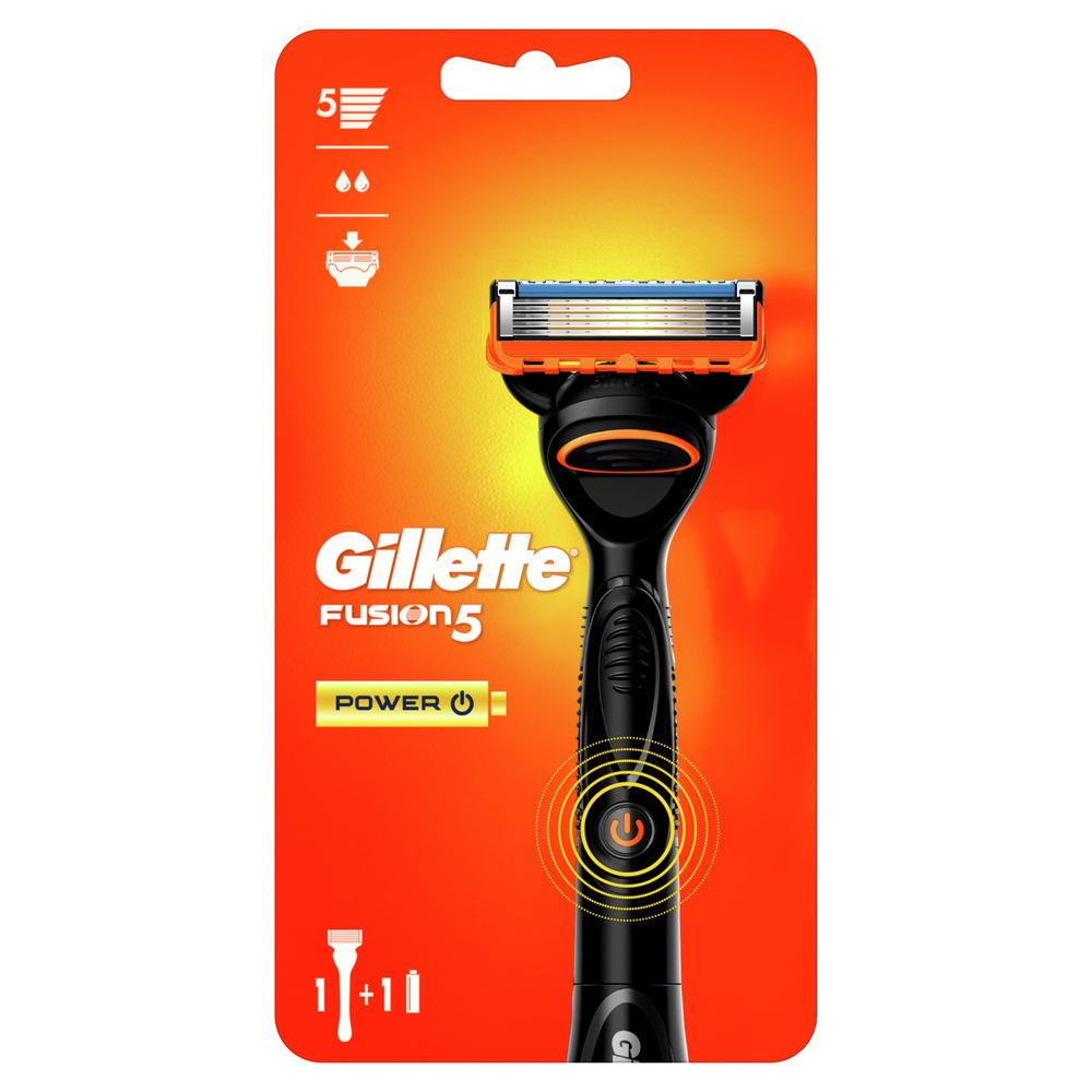 Мужская бритва Gillette Fusion5 Power, 1 кассета, с 5 лезвиями, с уменьшающими трение лезвиями, с успокаивающими #1