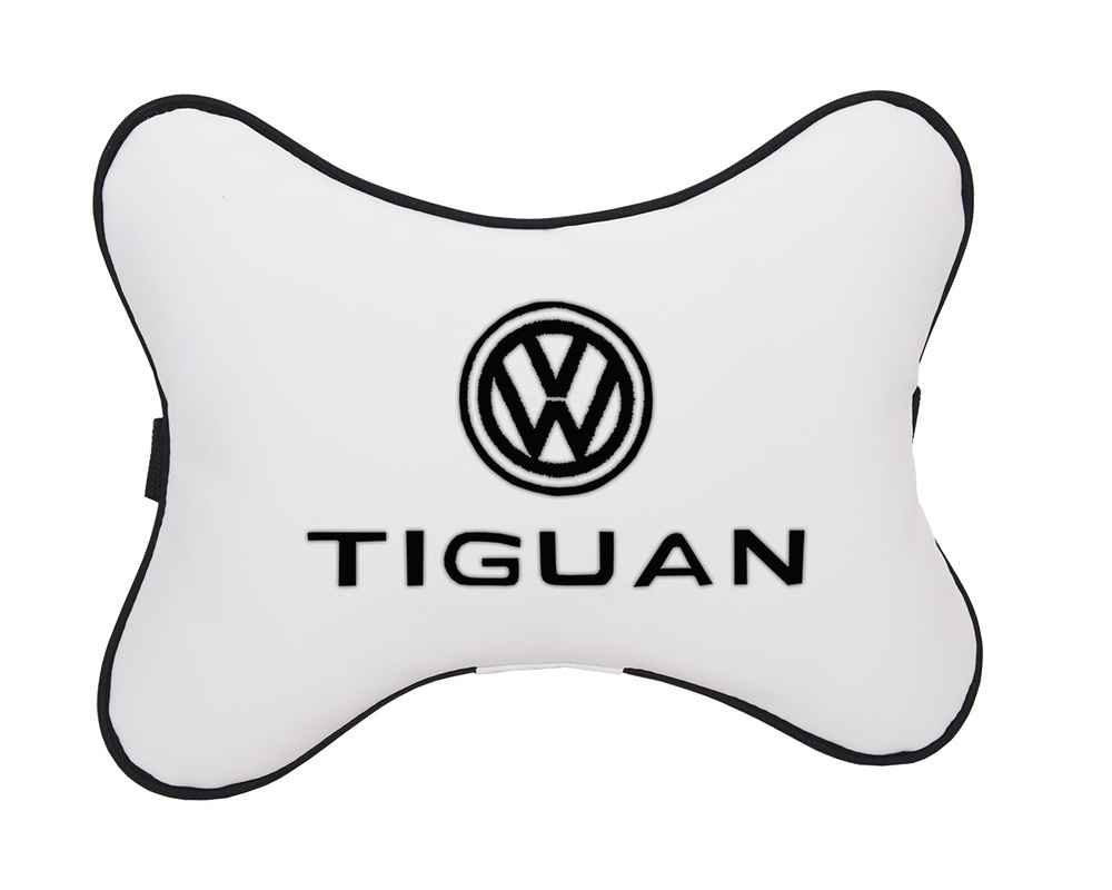 Автомобильная подушка на подголовник экокожа Milk с логотипом автомобиля VW Tiguan  #1