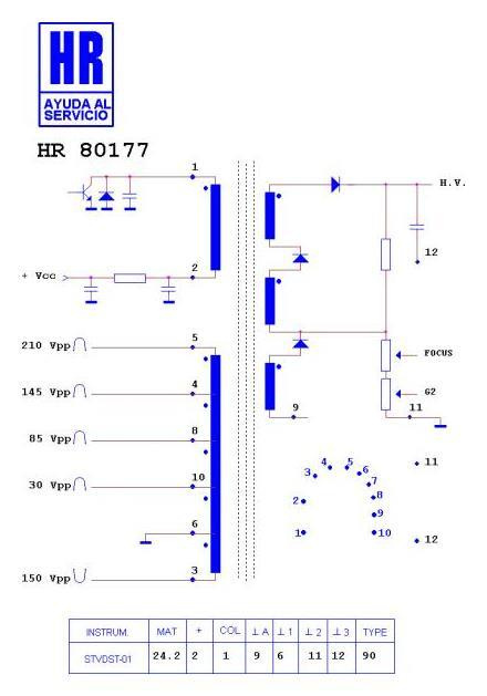 ТДКС (FBT) 6174V-6006 M ( HR80177,BSC25-N1648) Строчный трансформатор #1