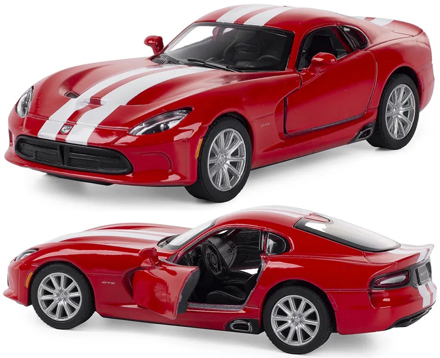 Машинка металлическая Kinsmart 1:36 2013 SRT Dodge Viper GTS инерционная, двери открываются / Красно-белый #1