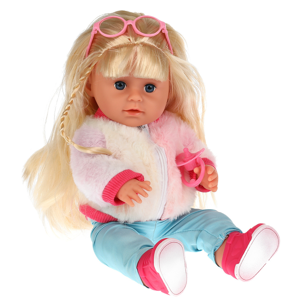 Кукла для девочки Настенька Карапуз говорящая с аксессуарами учит азбуке очки 40 см Уцененный товар  #1