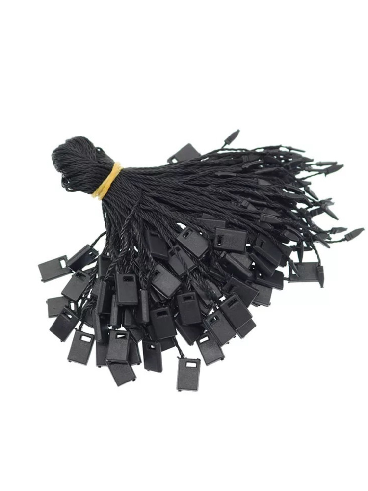 Биркодержатель верёвочный для этикеток 100шт,с пластиковой пломбой ,чёрный , 18 см.  #1