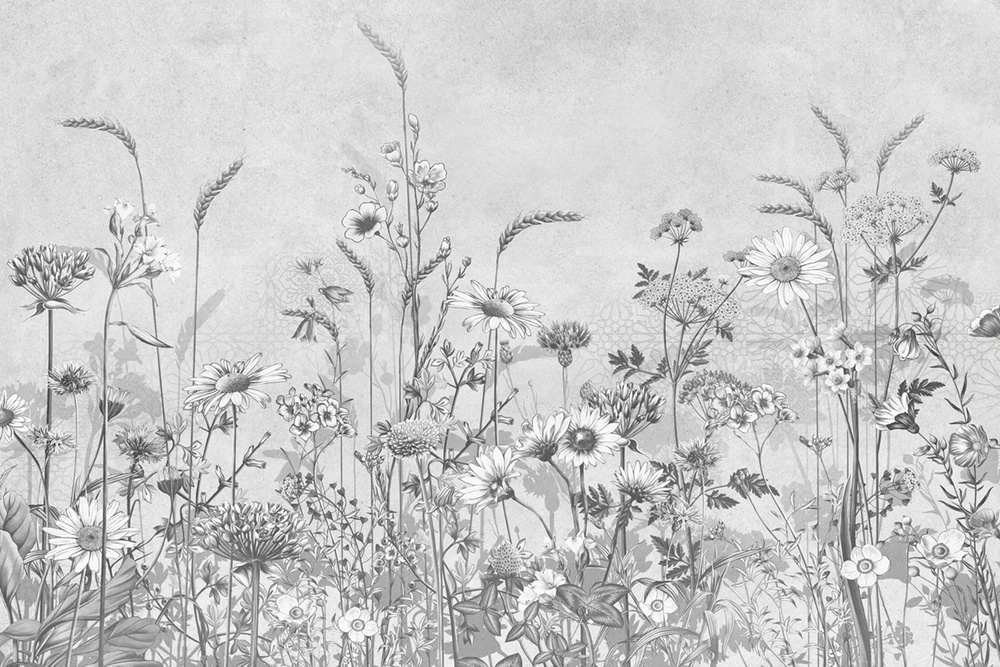 Фотообои флизелиновые на стену 3д GrandPik 4499 "Цветы в траве" (ШхВ), 420х280 см  #1