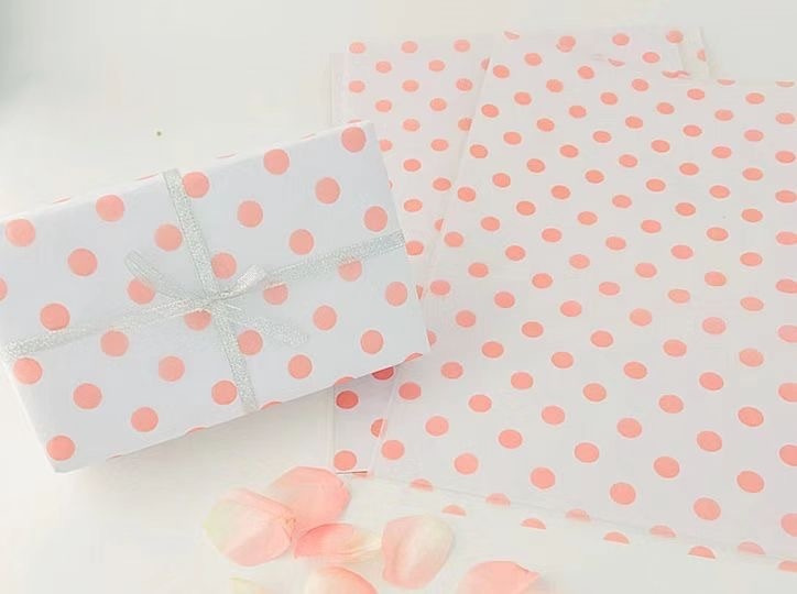 Бумага упаковочная тишью Горошек, розовый жемчуг, 10 листов,размер 50х70 см.  #1