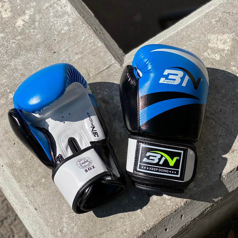 Боксерские перчатки BN fight черно-синие (12 oz) #1