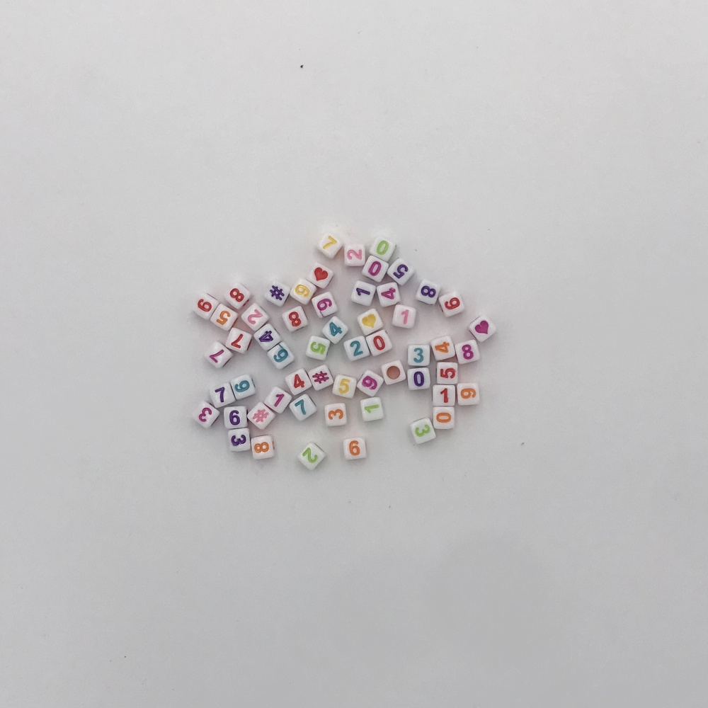 Бусины для браслетов "Цифры, Хештеги, Сердечки", размер 6 мм, упаковка 224 штуки  #1
