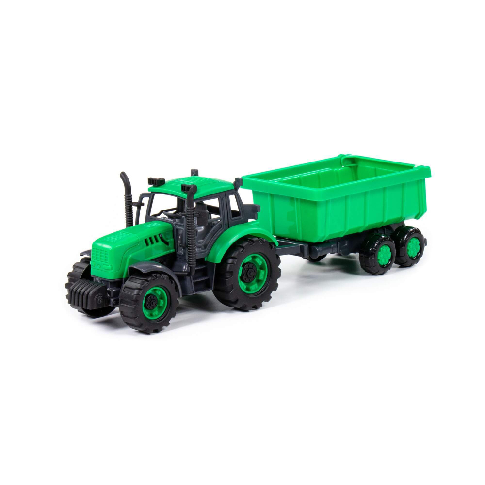 Трактор с прицепом Полесье Прогресс зеленый, инерция #1