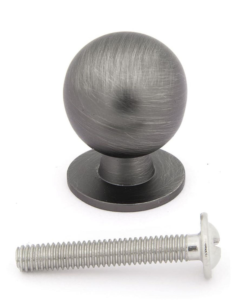 Ручка-кнопка металл цвет матовый черный никель, круглая форма, для дверок и ящиков, корпусной мебели #1