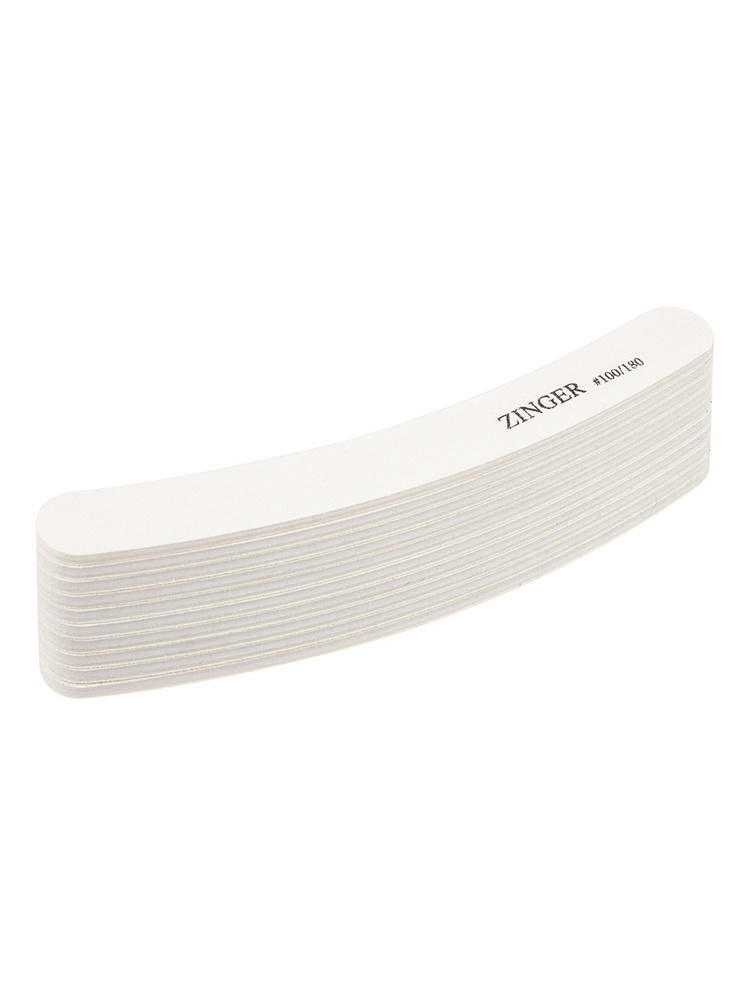 Zinger Пилочка для ногтей бумеранг UT-403D ( #100-180), THERMO, цвет белый,10 шт. в упаковке, пилка маникюрная #1