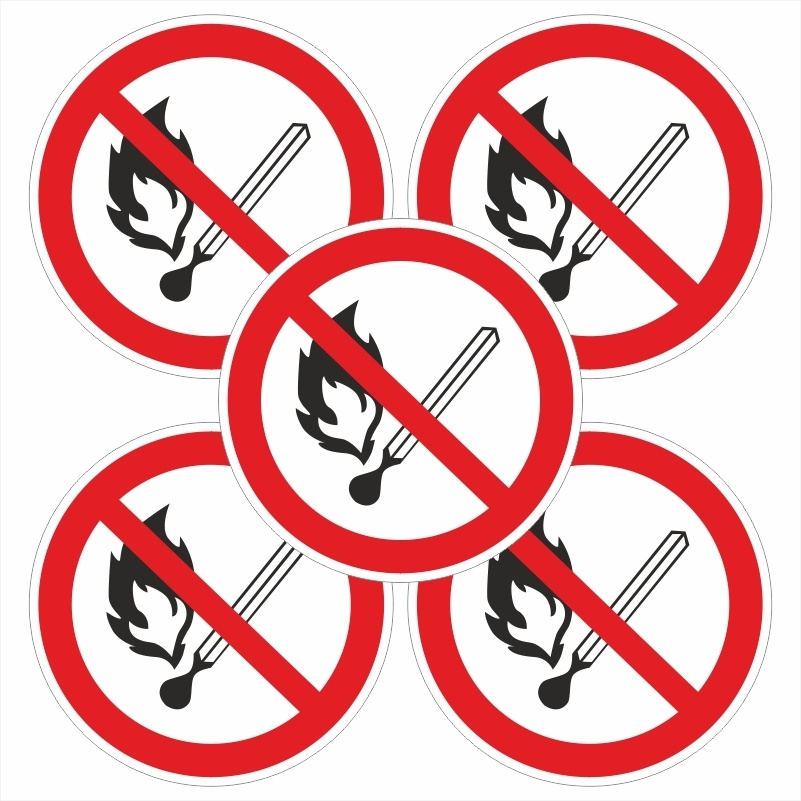 Знак-наклейка P02 "Запрещается Пользоваться Открытым Огнем" 150х150 мм самоклеящийся виниловый на подложке #1