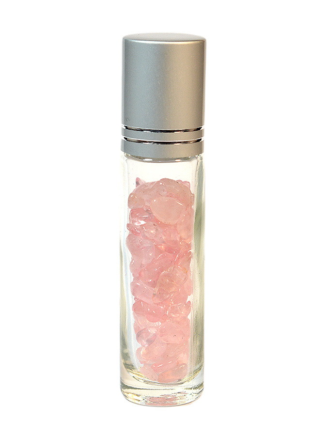 Флакон-роллер с натуральным камнем розовый кварц 20Х20Х85мм для духов, косметики, масел  #1