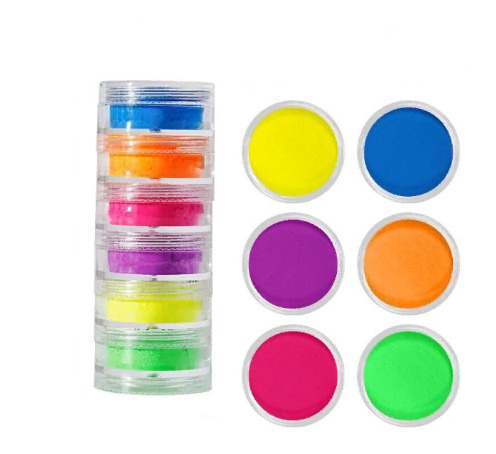Набор флуоресцентных пигментов для маникюра и дизайна ногтей Неоновая втирка 6 цветов  #1