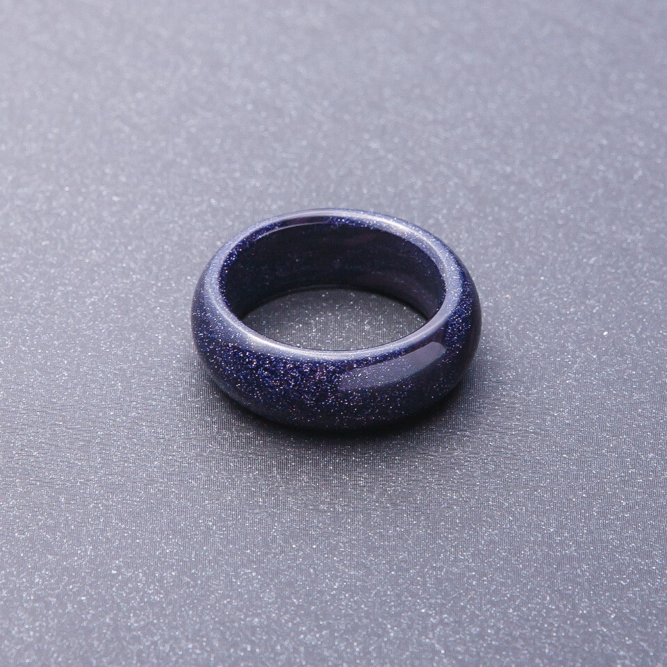 Камень натуральный самоцвет Авантюрин синий кольцо 6 мм 18 размер талисман, оберег, амулет  #1