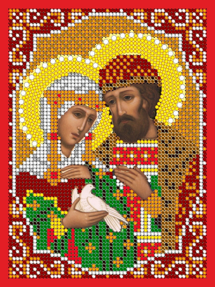 Икона Святые Благоверные Петр и Феврония, 12*16 см, набор для вышивания , бисер Тайвань, все для творчества #1