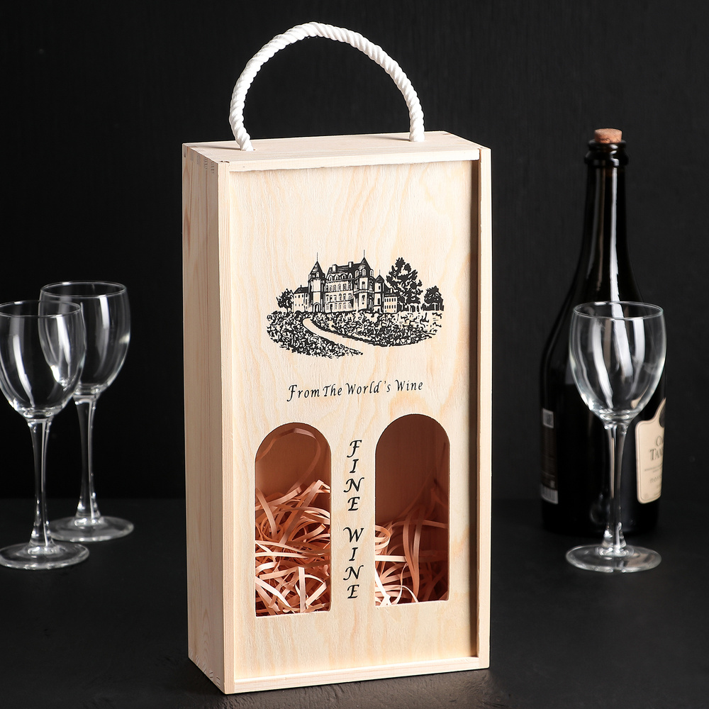 Ящик для хранения вина "Кальяри", 35х18 см, на 2 бутылки #1