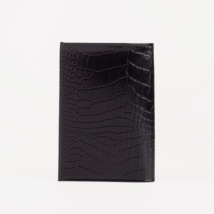 Обложка для паспорта, крокодил, цвет чёрный, натуральная кожа  #1