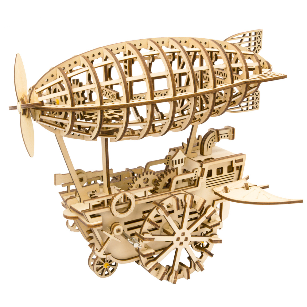Деревянный конструктор для взрослых - сборная модель заводной Дирижабль Mechanical Airship, Цветной  #1