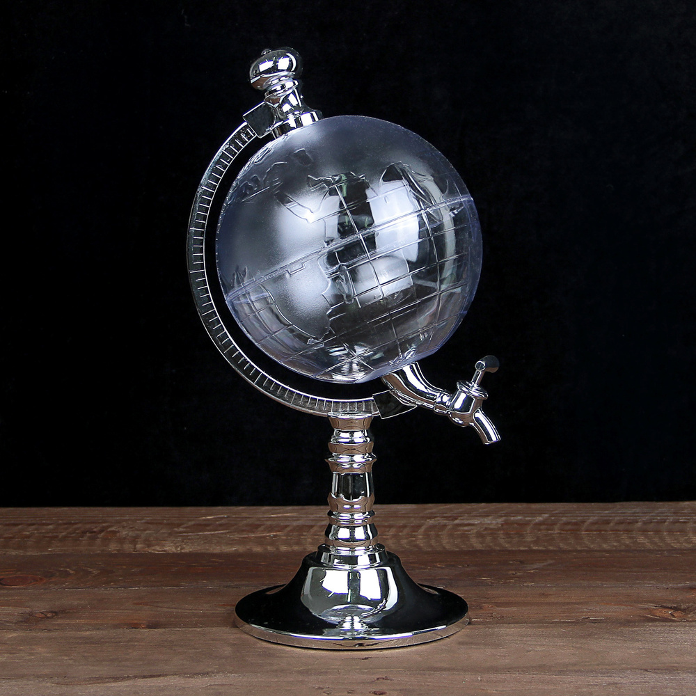 Башня пивная с воронкой "Земной шар", объем 1,9 л, размер 21,5 см х 15,5 см х 33 см, цвет серебряный #1