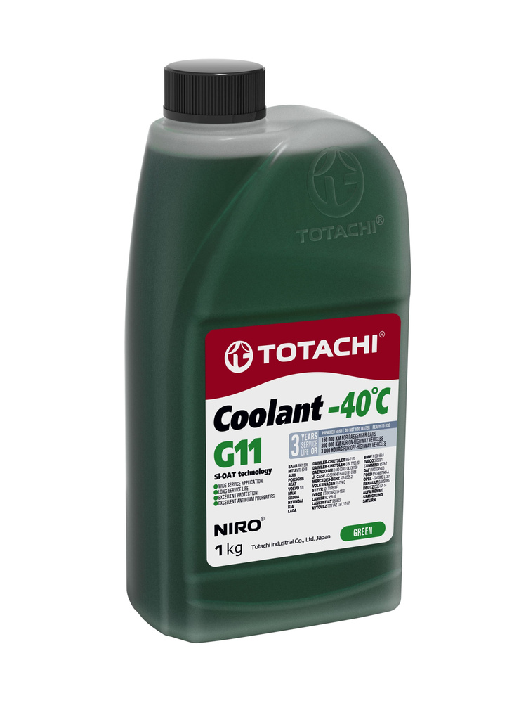 Антифриз зеленый TOTACHI NIRO COOLANT GREEN G11, -40C, 1 литр #1