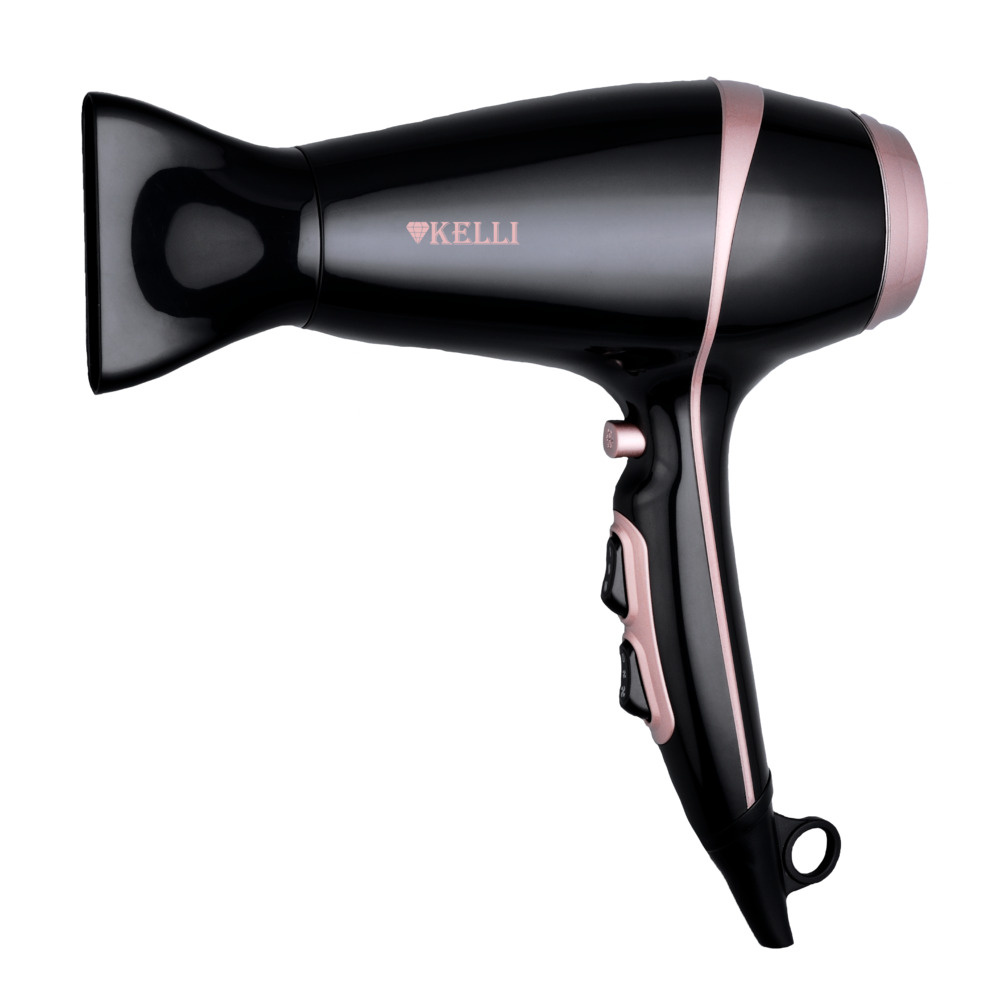 KELLI Фен для волос KL-1129 2400 Вт, скоростей 2, кол-во насадок 2, светло-розовый, черный  #1