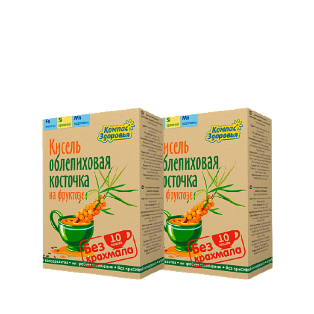 Кисель овсяно-льняной "С облепиховой косточкой" на фруктозе 150 гр. Компас здоровья (2 шт. в наборе) #1