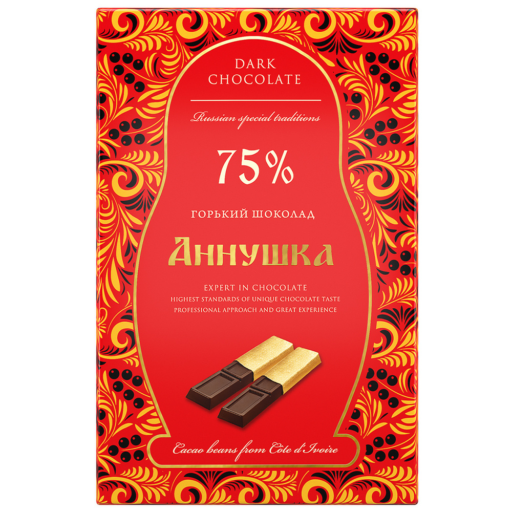 Шоколад "Аннушка" порционный горький 75% какао 100г - купить с ...