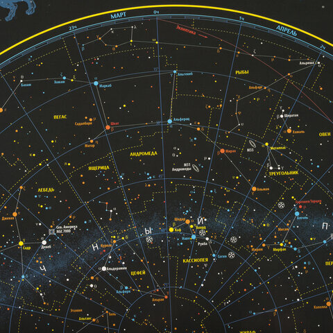 Карта настенная "Звездное небо и планеты" 101х69 см, с ламинацией, интерактивная, европодвес, 112370 #1