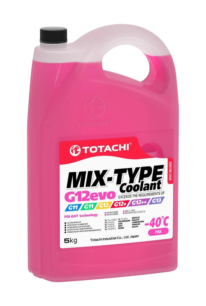 Жидкость охлаждающая низкозамерзающая TOTACHI MIX-TYPE COOLANT Pink -40C G12evo 5кг  #1