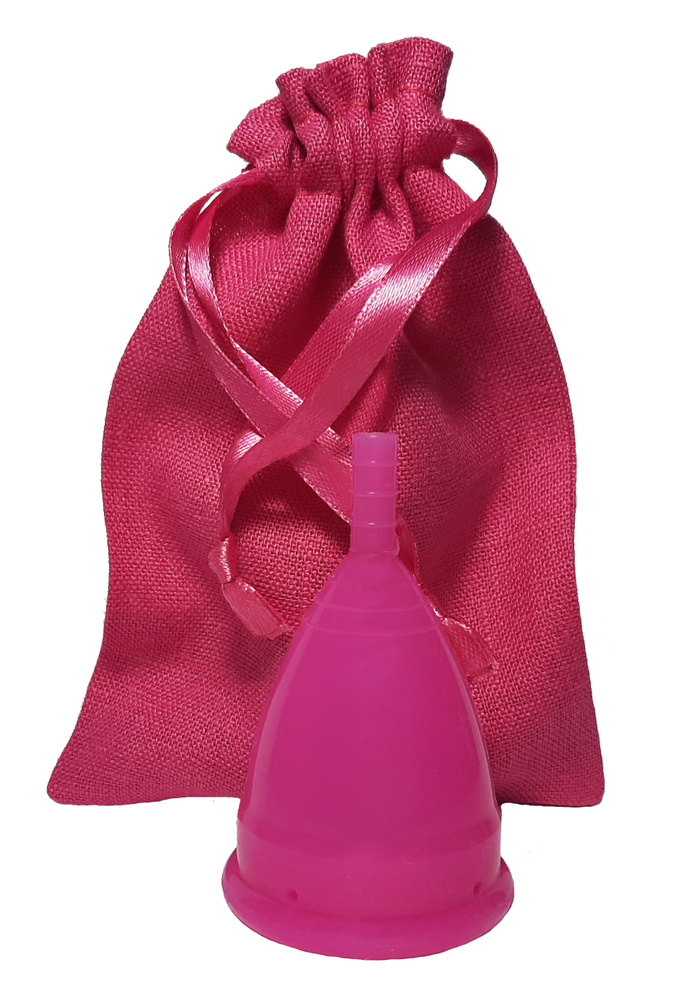 Менструальная чаша CupLee в льняном мешочке/цвет фуксия/ размер М / Многоразовое средство женской гигиены #1