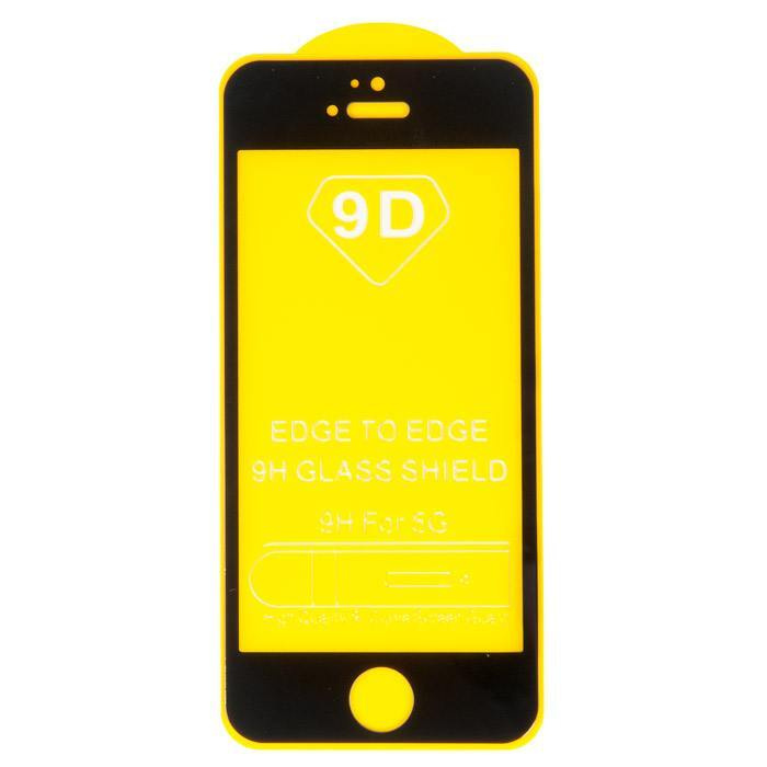 Защитное стекло на экран 3D/5D/9D/11D для iPhone 5, 5S, SE, 5C, черное (без упаковки)  #1