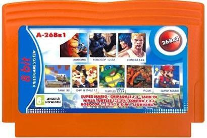 Картридж Сборник игр 268 в 1 A-268в1 S.MARIO+CHIPandDALE 1.2+TANK 90+NINJA TURTLES 1.2.3.4+CONTRA 1.2.6+ROBOCOP #1