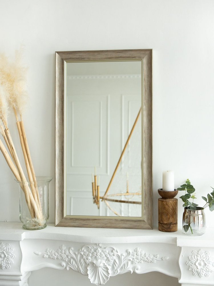 Зеркало в багетной раме настенное "Оникс" 50х90 см. Цвет коричневый  #1