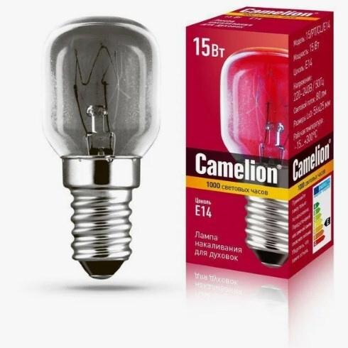 Camelion Лампочка для духовок E14 15W прозрачная 15/PT/CL/E14, Теплый белый свет, E14, 15 Вт, Накаливания, #1