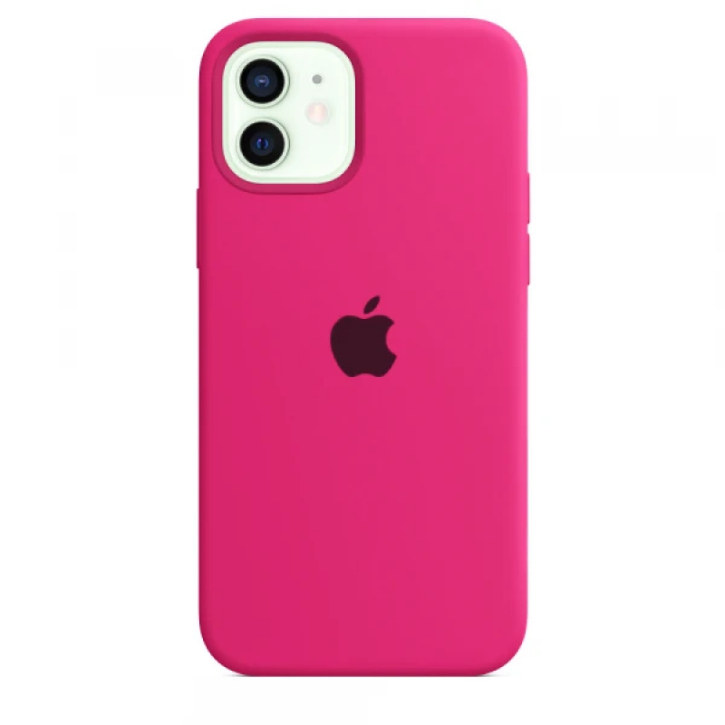 Силиконовый чехол для смартфона Silicone Case на iPhone 12 / Айфон 12 с логотипом, фуксия  #1