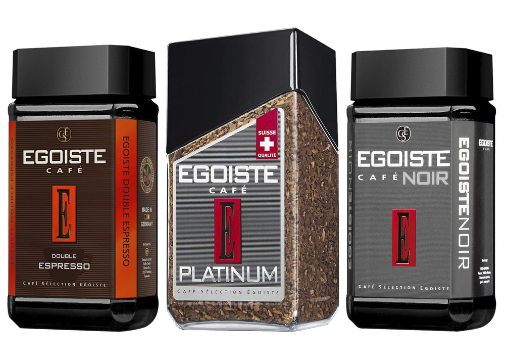 Кофе растворимый сублимированный EGOISTE микс (PLATINUM, Noir, Double Espresso) 100г, 3шт  #1