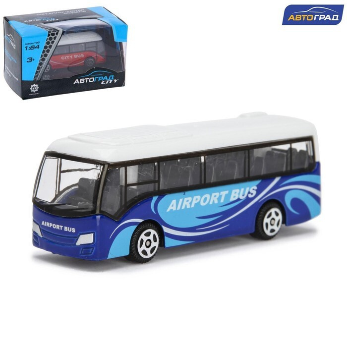 Автобус металлический Междугородний, масштаб 1:64, цвет синий  #1