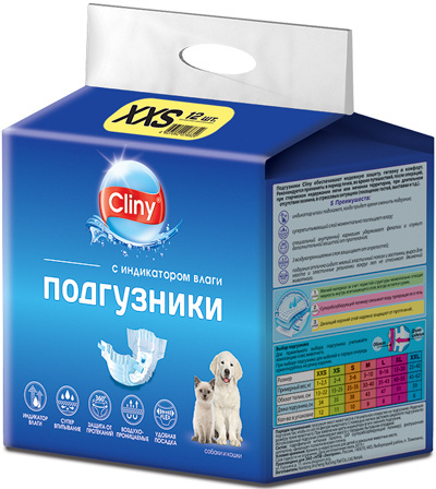 Экопром Подгузники Cliny K213 для собак и кошек XXS 1-2,5кг 12шт #1