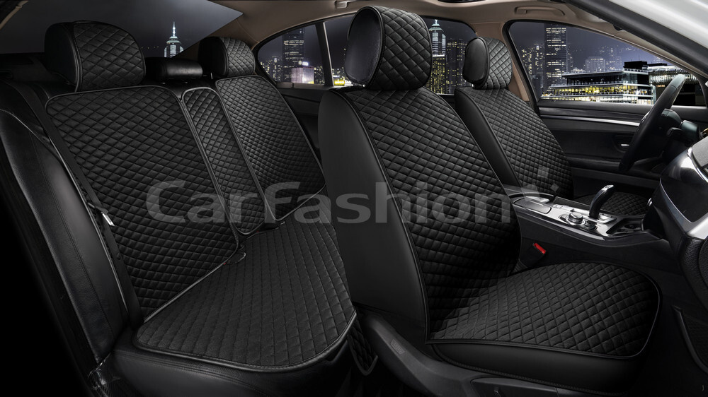 Комплект универсальных накидок на автомобильные сиденья CarFashion ROMB черный  #1