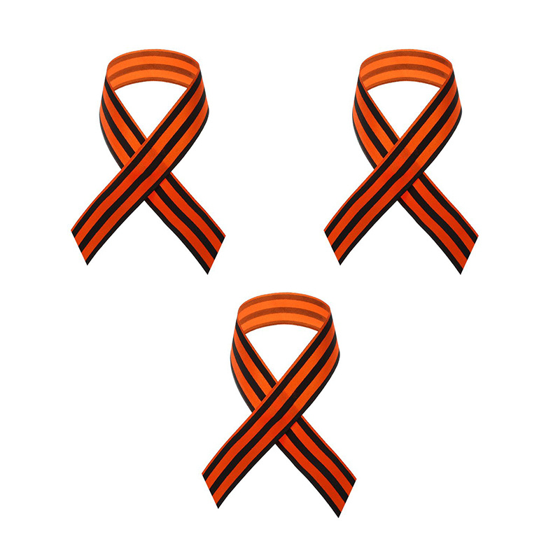 Георгиевская лента атласная, 40 см, цвет оранжево-черный (Набор 3 шт.)  #1