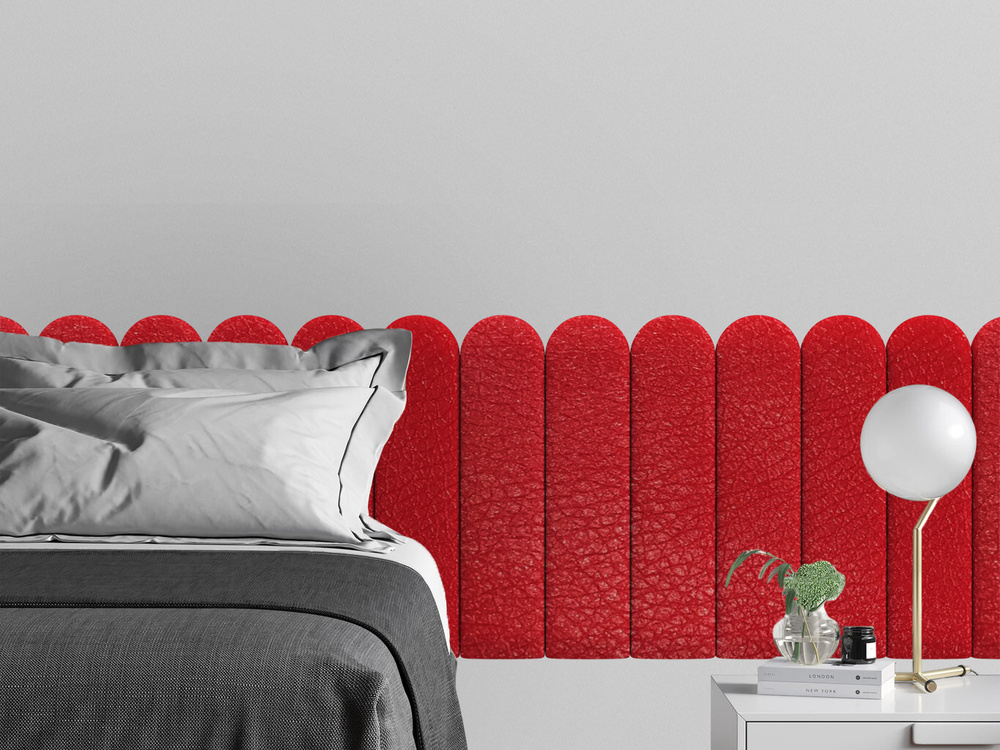 Мягкое изголовье кровати Eco Leather Red 15х60R см 2 шт. #1