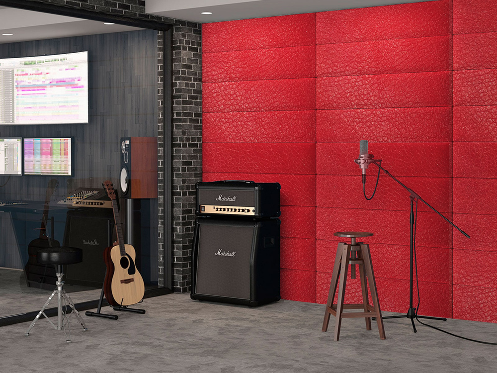 Шумо звукоизоляционные мягкие панели Eco Leather Red 30х100 см 1 шт.  #1