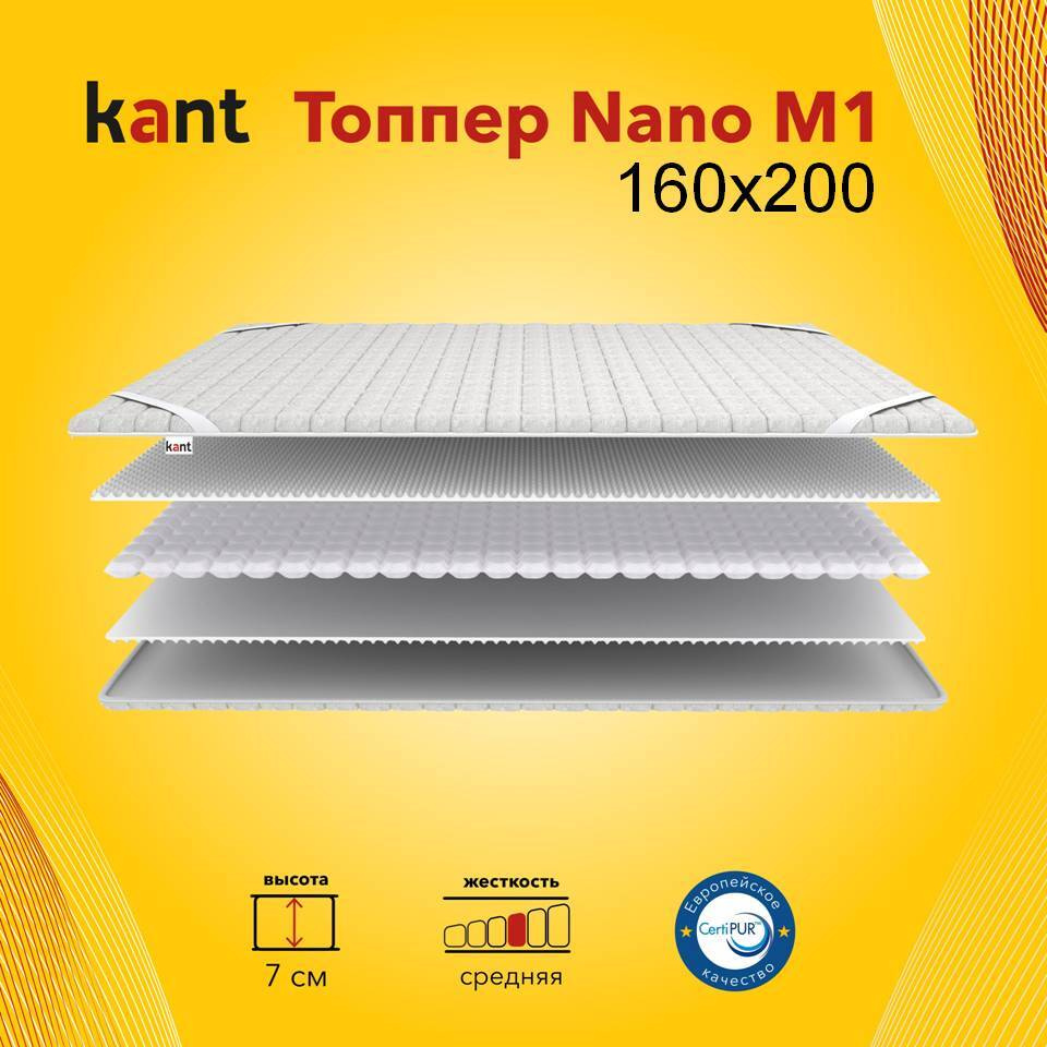 Матрас-топпер наматрасник Kant Nano M1 160х200х7 Кант #1