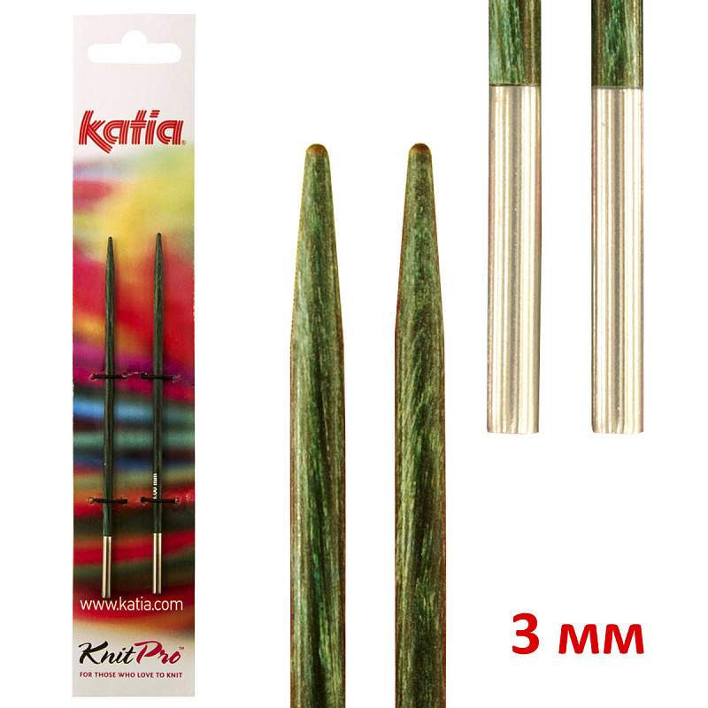 Спицы для вязания KATIA съемные, стандартные, деревянные, 3 мм, арт.7651  #1