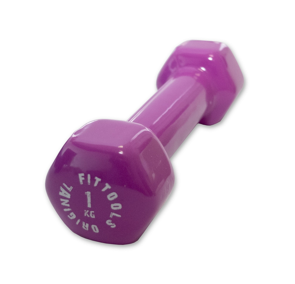 Гантель в виниловой оболочке 1 кг Original FitTools FT-VWB-1 (цвет - ярко пурпурный)  #1