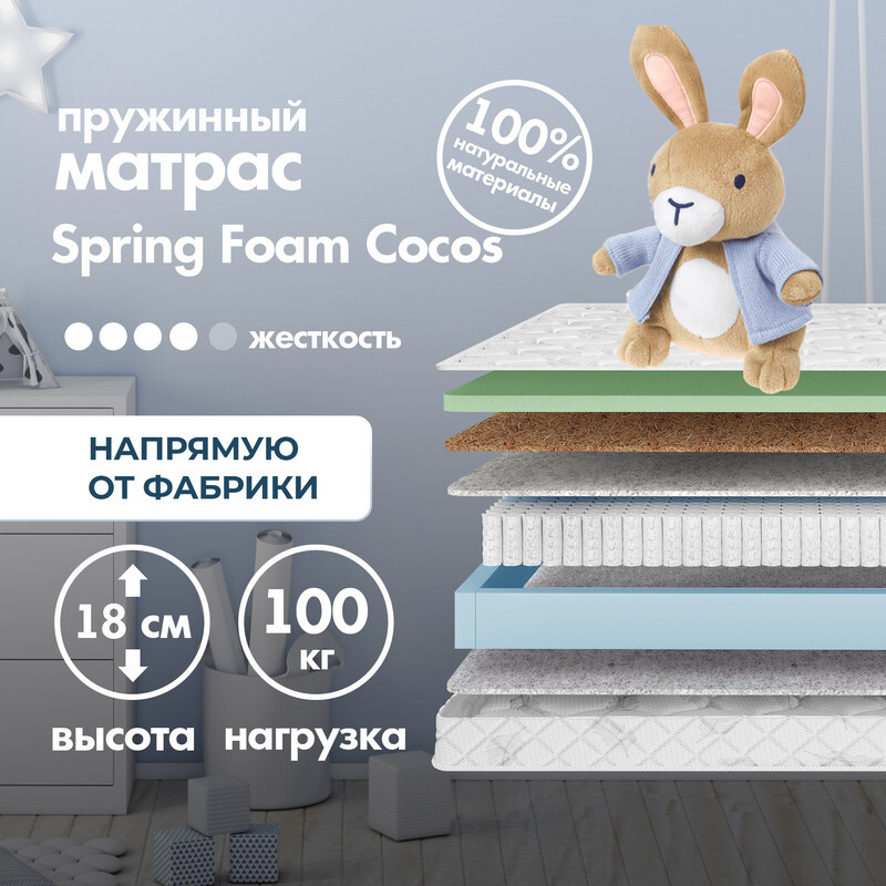 Dreamtec Матрас Spring Foam Cocos, Независимые пружины, 70х160 см #1